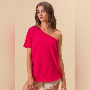 BiBi Cotton Span Knit One Shoulder Top